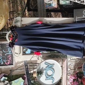 Judith March GUC navy sundress with flower rose accents down back